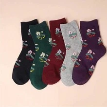 5對女士防臭耐磨中腰襪,全季節隨機發貨 - 彩色 - 查看 5