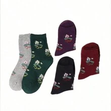 5對女士防臭耐磨中腰襪,全季節隨機發貨 - 彩色 - 查看 4