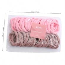 50入組無縫高彈性髮圈套裝,包括彩色毛巾環、髮繩和橡皮筋 - 黃色雙拼 - 查看 5