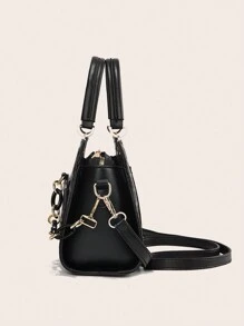 女性斜背包 時尚通勤幾何造型 可調節肩帶 多個隔層 適用於秋冬商務通勤工作辦公 容納女性、初學者和白領通勤者使用的手提包 適合哥德風格包袋 - 黑色 - 查看 8