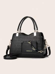 女性斜背包 時尚通勤幾何造型 可調節肩帶 多個隔層 適用於秋冬商務通勤工作辦公 容納女性、初學者和白領通勤者使用的手提包 適合哥德風格包袋 - 黑色 - 查看 3