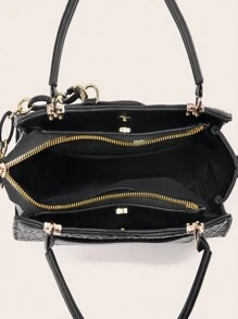 女性斜背包 時尚通勤幾何造型 可調節肩帶 多個隔層 適用於秋冬商務通勤工作辦公 容納女性、初學者和白領通勤者使用的手提包 適合哥德風格包袋 - 黑色 - 查看 5