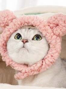 1只可愛的粉/棕色貓咪帽子,有趣的熊/寵物狗頭套裝飾配件,寵物生日派對頭戴用,暖和的泰迪熊風格可調節貓咪帽子,柔軟的寵物頭帶 - 彩色 - 查看 8