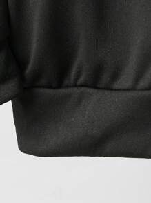 2入組/套青少年男孩卡通字母籃球運動連帽上衣和褲子套裝 - 黑色 - 查看 5