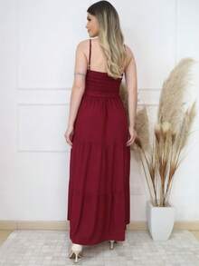 Women Dresses - 酒紅色 - 查看 3