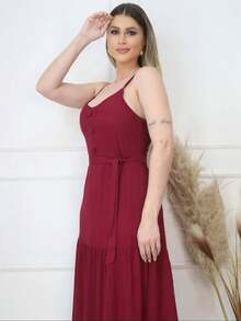 Women Dresses - 酒紅色 - 查看 4