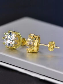 3入組時尚個性化q字母皇冠立體方晶鋯石耳環項鍊套裝,適合女性送給女性的情人節禮物