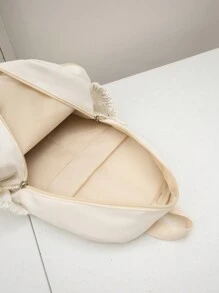 單色女性功能背包帶有字母裝飾 - 白色 - 查看 8