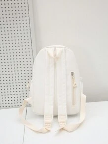 單色女性功能背包帶有字母裝飾 - 白色 - 查看 4