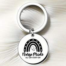 1pc Unisex Nurse Round Stainless Steel Keychain Gifts For Nurses Practitioner Medical Assistants Appreciation Keyring Nursing Student Birthday Graduation Nurse's Day Gift - Bronze - View 5