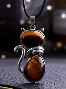 1 件招財貓形狀晶或玫瑰石英天然水晶治療石吊墜項鍊,非常適合作為節日禮物送給朋友 - 項鍊 - 查看 13