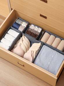 1pc Foldable Fabric Drawer Organizer For Bras, Underwear, Socks, Ties And Scarves Storage - Grey - View 5