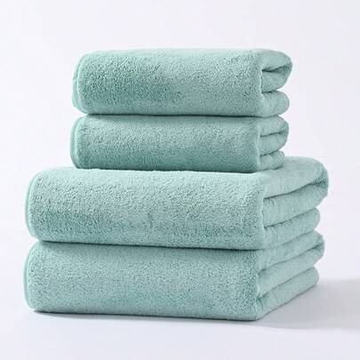 1条珊瑚绒柔软吸水速干（轻便）纯色不掉毛干发巾，适合居家沐浴洗脸，或用作浴巾、淋浴巾，适用于美容院、酒店、运动场所、家居等，也可作护肤浴巾使用。