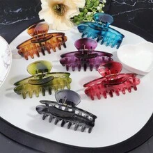 6pcs/Set Korean Gradient Color Transparent Hair Claw, Dent Hair Grip For Daily & Work Use - 6pcs - View 2