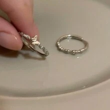 1只心型立體鑲嵌方鋯石蝴蝶戒指 - 蝴蝶款 - 查看 5