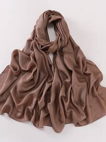 1pc Women's Solid Color Crystal Headscarf Soft Breathable Hijab Scarf For Festival Celebration And Gift, Shimmer Hijabs - Pink - View 2