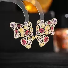 1pair Simple & Cute Butterfly & Rabbit & Heart Shaped Earrings, Ideal For Friend And Girls As Birthday, Holiday Gift - Multicolor - View 3