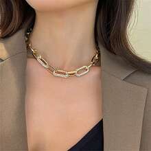 1pc American-Style Uncommon Metal Thick Chain Necklace For Women, Short Clavicle Chain, Suitable For Street Style - Big Thick Chain - View 2