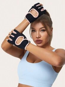 1 Pair Unisex Half Finger Fitness Gloves, Anti-Slip Breathable Cycling Gloves, Weight Lifting Shock Absorbing Sports Gloves, Christmas