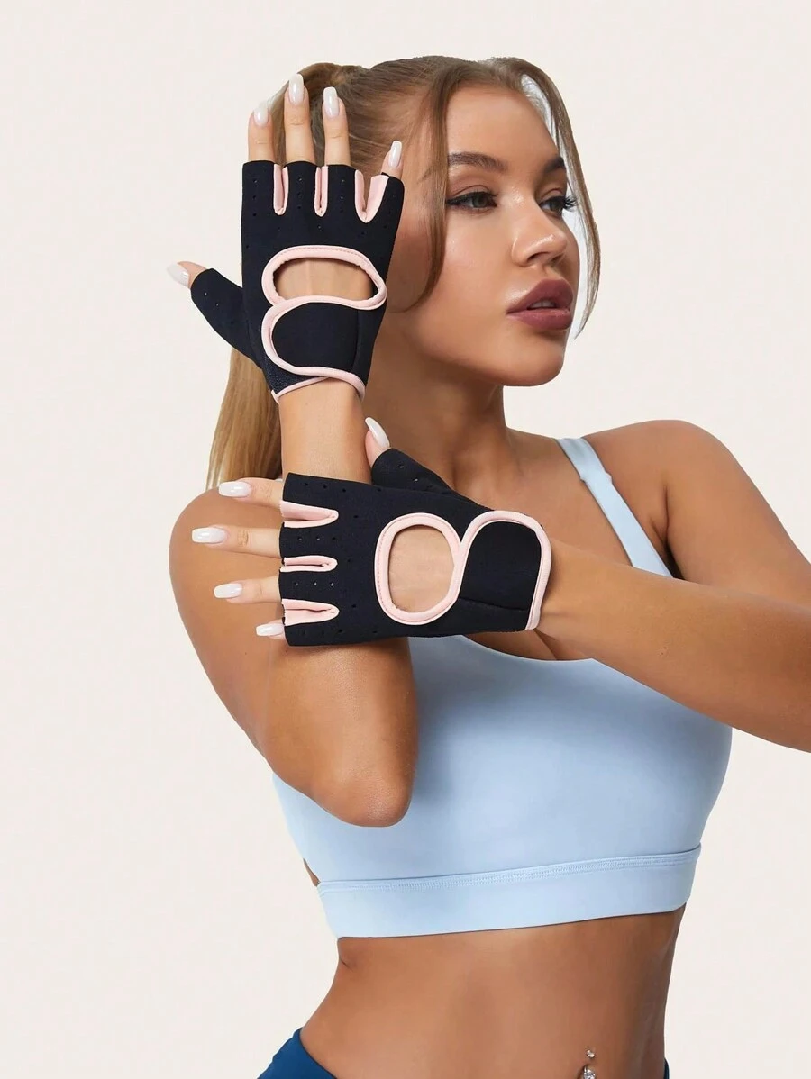 1 Pair Unisex Half Finger Fitness Gloves, Anti-Slip Breathable Cycling Gloves, Weight Lifting Shock Absorbing Sports Gloves, Christmas