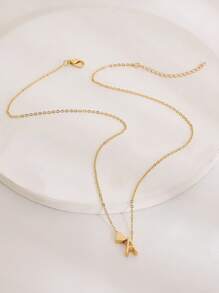 1 件简约时尚心形字母细节吊坠项链适合男女日常佩戴情人节、妈妈、母亲、母亲节、礼物