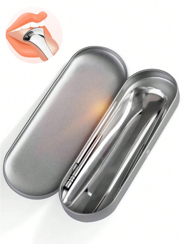 Stainless Steel Tongue Scrapers With Tin Box, Reduce Bad Breath Tongue Scrapers For Adults, 100% Metal, Living Room Home Bedroom Bathroom House Decor, Travel Stuff, Wedding, Party, Birthday, Gifts For Men Mom Dad Friends, New Years, Accessories, Funny Gift