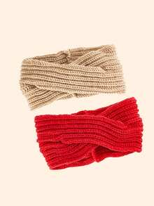 2入組中性設計帶頭帶的針織帽,y2k風格對角線條紋頭饰,適用於日常通勤、戶外運動和休閒娛樂,保暖時尚的冬季配件 - 彩色 - 查看 9