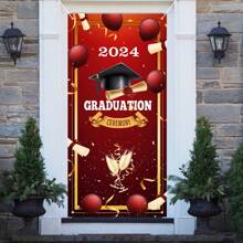 1 Pieza Decoraciones De Graduación 2024, Cartel De Banner De Graduación De La Clase De 2024, Para Suministros De Fiesta De Graduación, Decoraciones De Fiesta De Graduación - Rojo - Ver 5