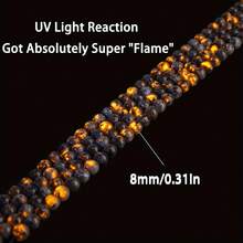 Yuyekai 1入組天然yooperlite發光石圓形散珠,具有癒合能量的火焰石,可感光uv光,含有螢光方解石的角砾岩水晶石脈珠,適用於製作珠寶,diy珠子手鐲,項鍊完美禮物 - 灰色 - 查看 4