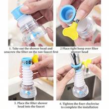 1Pc Kitchen Faucet Spout Filter Extender Showerhead Booster Magic Extender Throttle Universal Extender - Blue - View 6