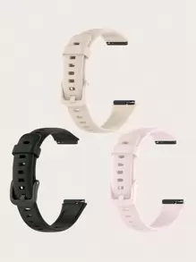 3入組簡約純色可拆式矽膠智能手錶帶,兼容華為band 7 - 彩色 - 查看 3