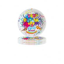 10入/組9英吋蛋糕圖案圓紙盤,適用於彩虹蛋糕主題派對和家庭聚會裝飾 - 彩色 - 查看 1