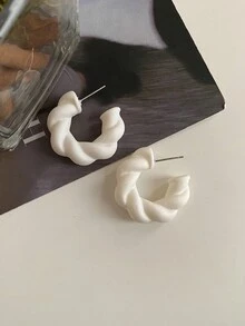 1 对个性化亚克力糖果色螺旋扭曲环耳环，适合女性日常佩戴 - J款式 - 查看 4