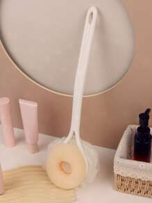 1根長手柄浴刷,柔軟刷毛&浴球可清潔背部,雙面擦洗毛巾適用於淋浴 - 黃色 - 查看 1