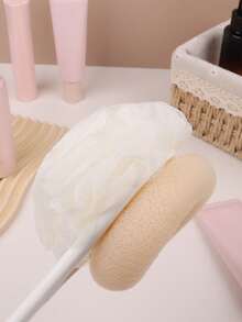 1根長手柄浴刷,柔軟刷毛&浴球可清潔背部,雙面擦洗毛巾適用於淋浴 - 黃色 - 查看 9