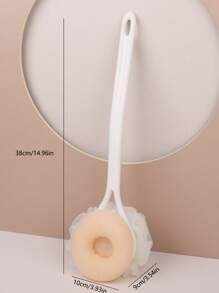 1根長手柄浴刷,柔軟刷毛&浴球可清潔背部,雙面擦洗毛巾適用於淋浴 - 黃色 - 查看 2