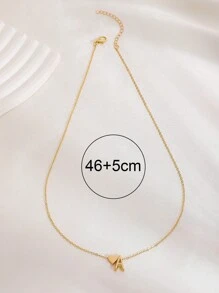 1 件简约时尚心形字母细节吊坠项链适合男女日常佩戴情人节、妈妈、母亲、母亲节、礼物