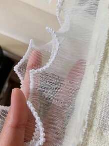 2片法式雙層蕾絲寶石紗簾,適用於臥室女孩房間法式夢幻淺黃色透光短紗門廚房 - 米色 - 查看 6