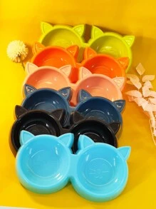 1個綠色寵物碗（雙碗,適用於貓和狗）,防滑,防洒,小/中碗尺寸