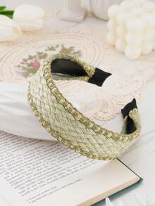 1 件 24 件手工拉菲草編織時尚百搭頭帶,適合派對、生日和節日 - 卡其色 - 查看 2