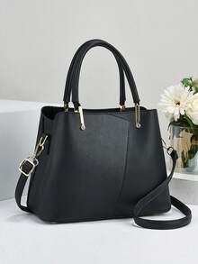 PLANEE 女士挎包 商务休闲简约纯色大容量 适合聚会 适合商务/通勤/工作/办公室 适合女性、新手和白领工作者 办公包 - 黑色 - 查看 9