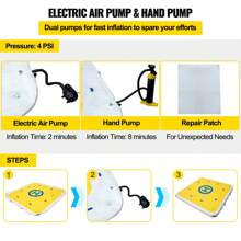 Inflatable Dock Floating Platform  8 X 6 Ft/8 X 8 Ft/12 X 6 Ft With Electric Air Pump & Storage Bag, Swim Dock With Hand Pump 3-4 Person Capacity Drop Stitch PVC Non-Slip Raft For Pool Beach Ocean - 8 x 8 英尺 - 查看 2