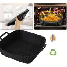 1 Miếng Có thể tái sử dụng Chống nóng Silicone Tấm lót Đối với Nồi chiên không khí , , Lò vi ba - màu đen - Xem 2