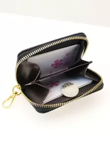 Mini cartera bandolera para teléfono, cartera de teléfono con cierre de cremallera de moda de PU suave, multifunción de gran capacidad, set de 2 piezas de cartera de teléfono y portacartas de gran capacidad - Negro - Ver 7