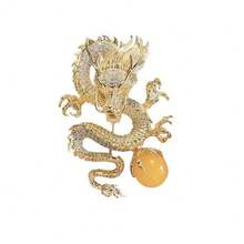 1只女用金色龍玩弄人造珍珠設計胸針，龍年禮品 - 金色 - 查看 8