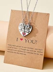 2pcs Multicolor Stylish Handshake Heart, Yin Yang, Skull, Sun Design Pendant Necklaces, Perfect For Women Everyday Wear, Valentine's Day, Friendship - Multicolor - View 12