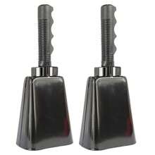 1對手提式牛鐮鈴,適用於運動會、足球比賽、啦啦隊派對 - 黑色 - 查看 1