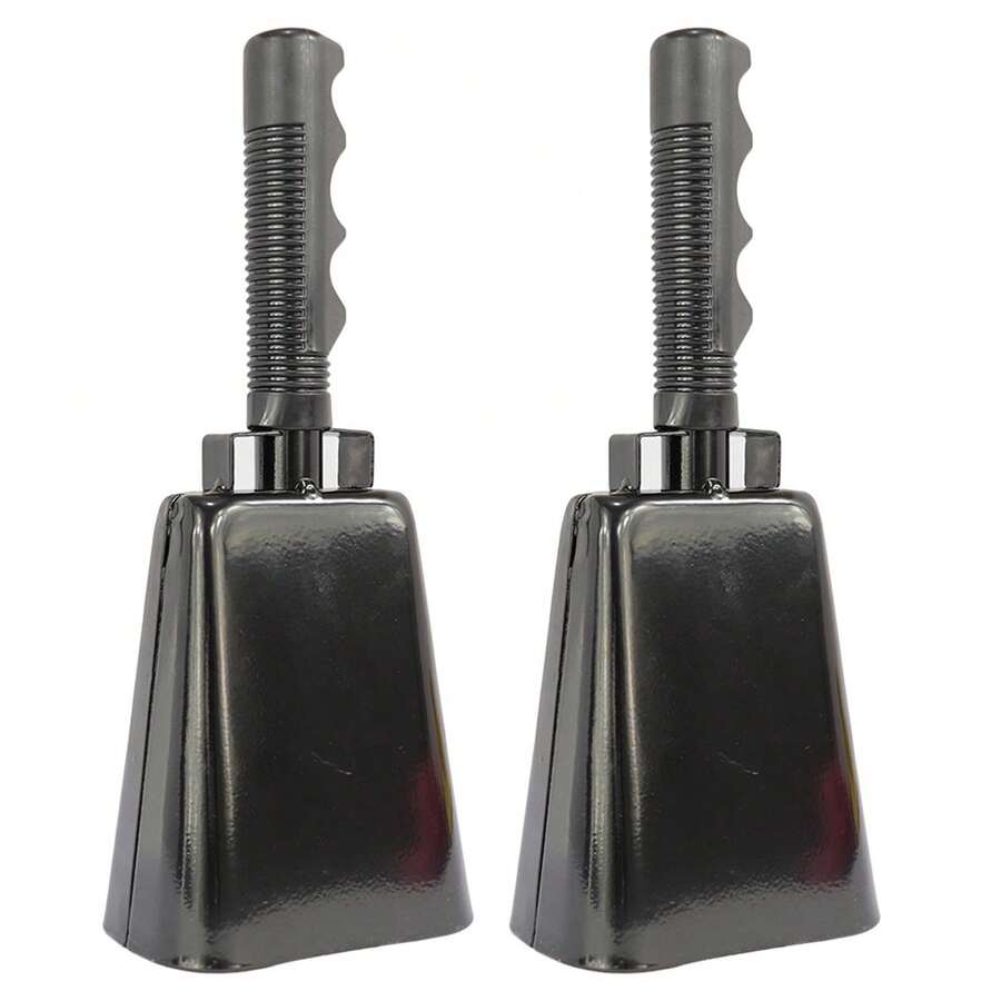 1對手提式牛鐮鈴,適用於運動會、足球比賽、啦啦隊派對 - 黑色 - 查看 1