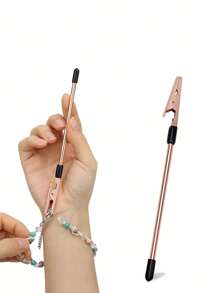 1pc Strong Elastic Metal Crocodile Memo Clip, Multi-Purpose Assistant For Wearing Bracelet & Jewelry, Tools For Men