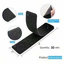 4入組長方形沙發固定器圓形可重複使用自粘尼龍帶(帶勾及環)黑白兩色 - 黑色4pcs - 查看 2